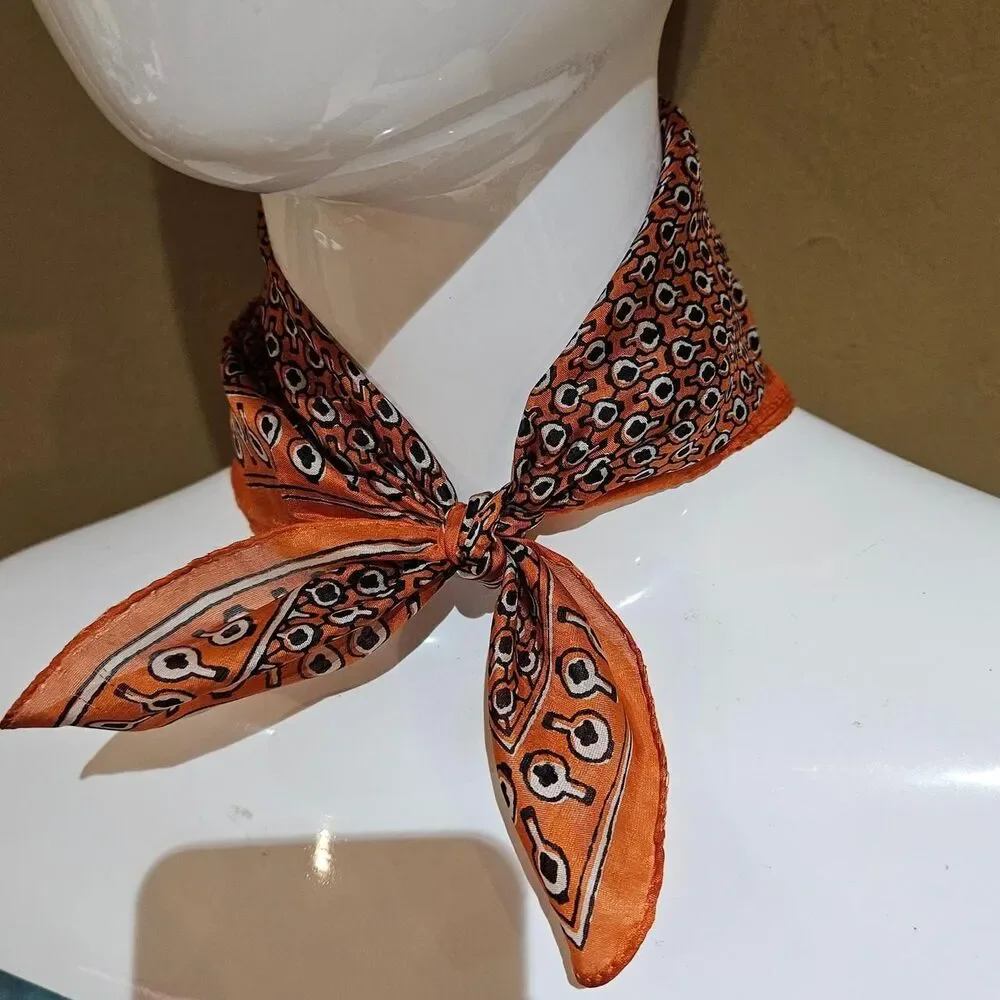 vintage boho twee orange silk square scarf